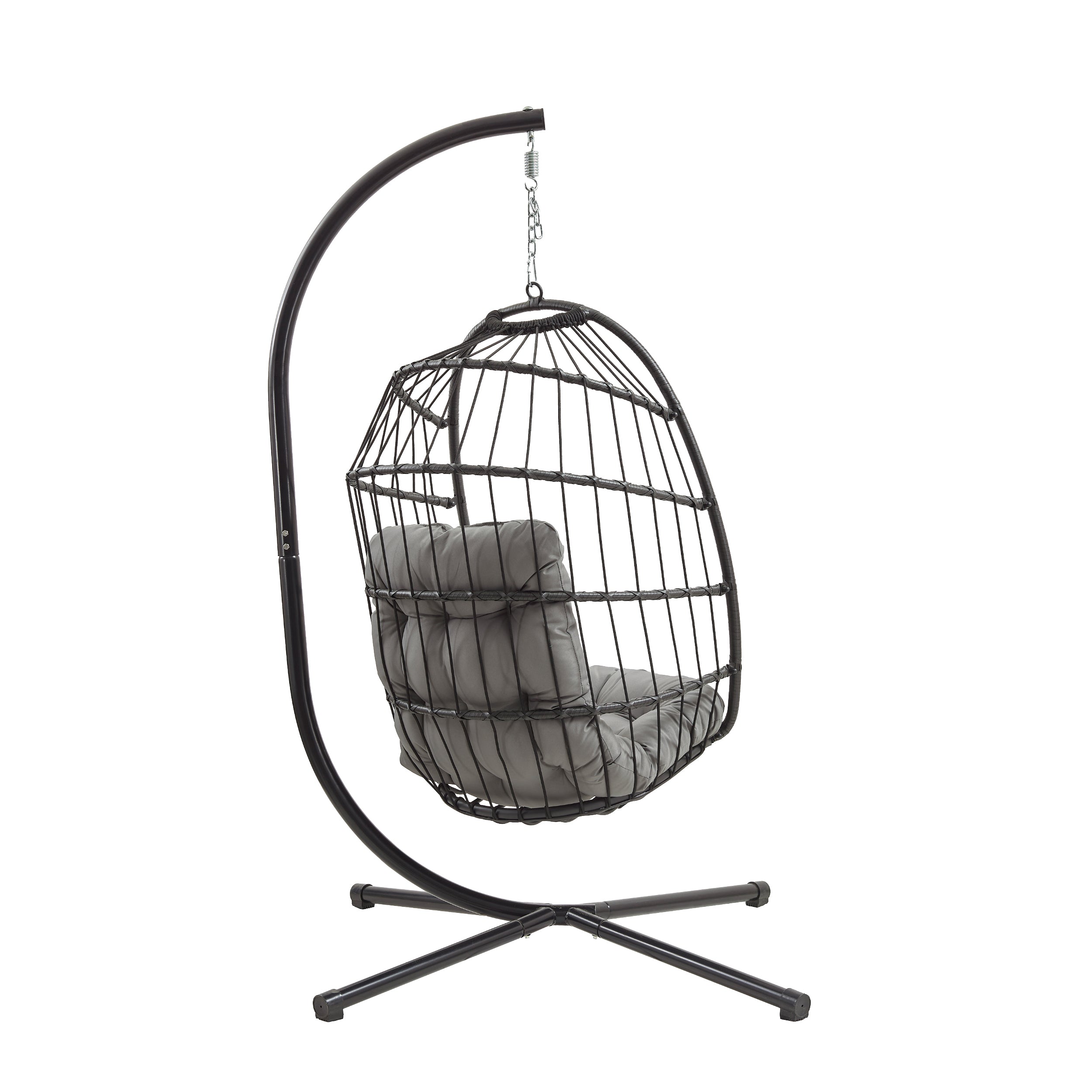 Q-Rax Poltrona Sospesa Uovo Rattan Nero con Struttura 150kg