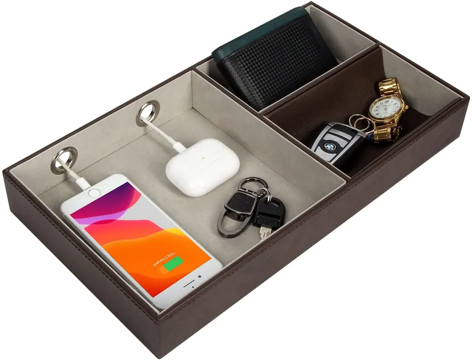 JackCube Design Dressroom Svuotatasche Pelle Marrone 3 Scomparti