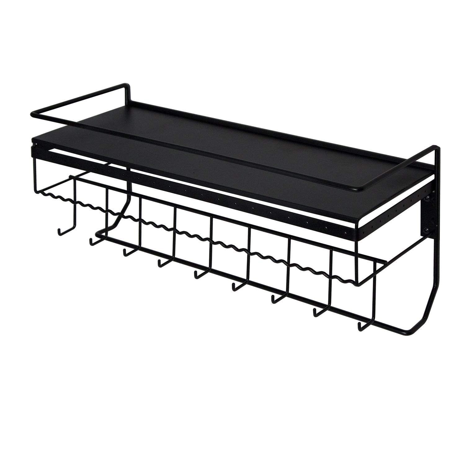Jackcube Design Organizer Gioielli Parete Nero 9 Ganci Mensola Bamboo