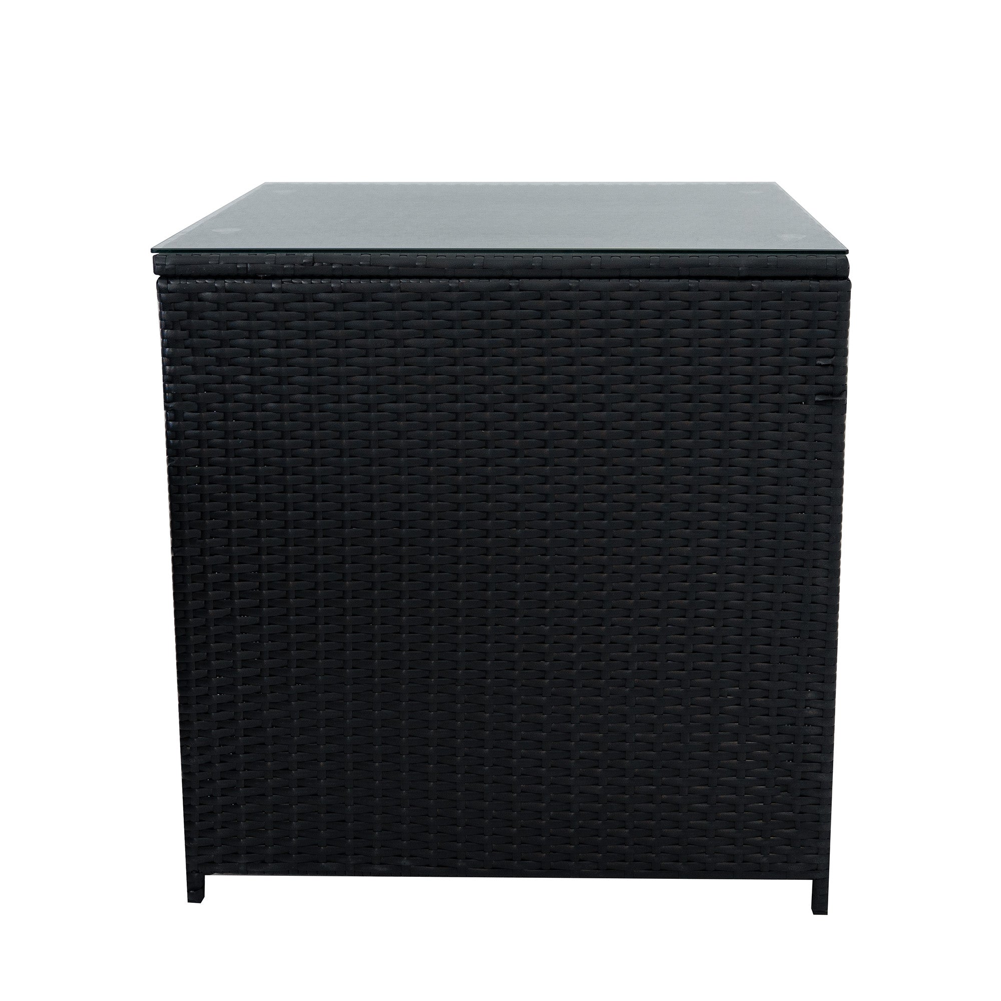 Q-Rax Set Giardino Rattan 11 Posti Tavolo Firepit Nero