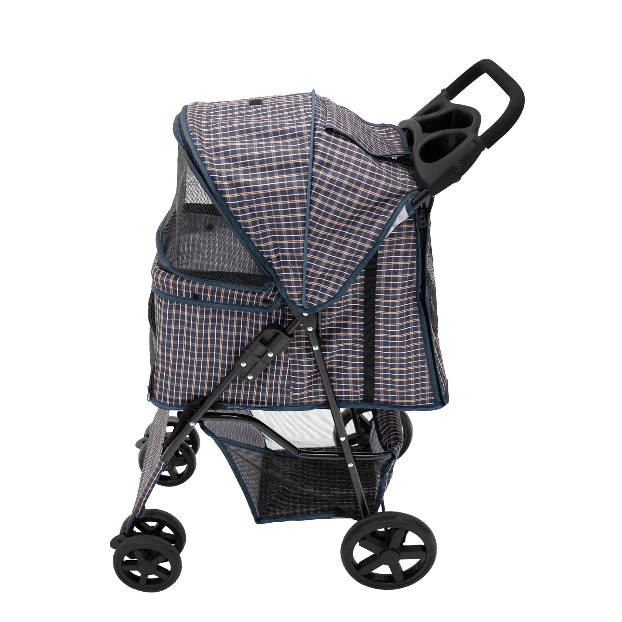 Q-Rax Accessori Casa Passeggino Cani Blu Tartan Antipioggia