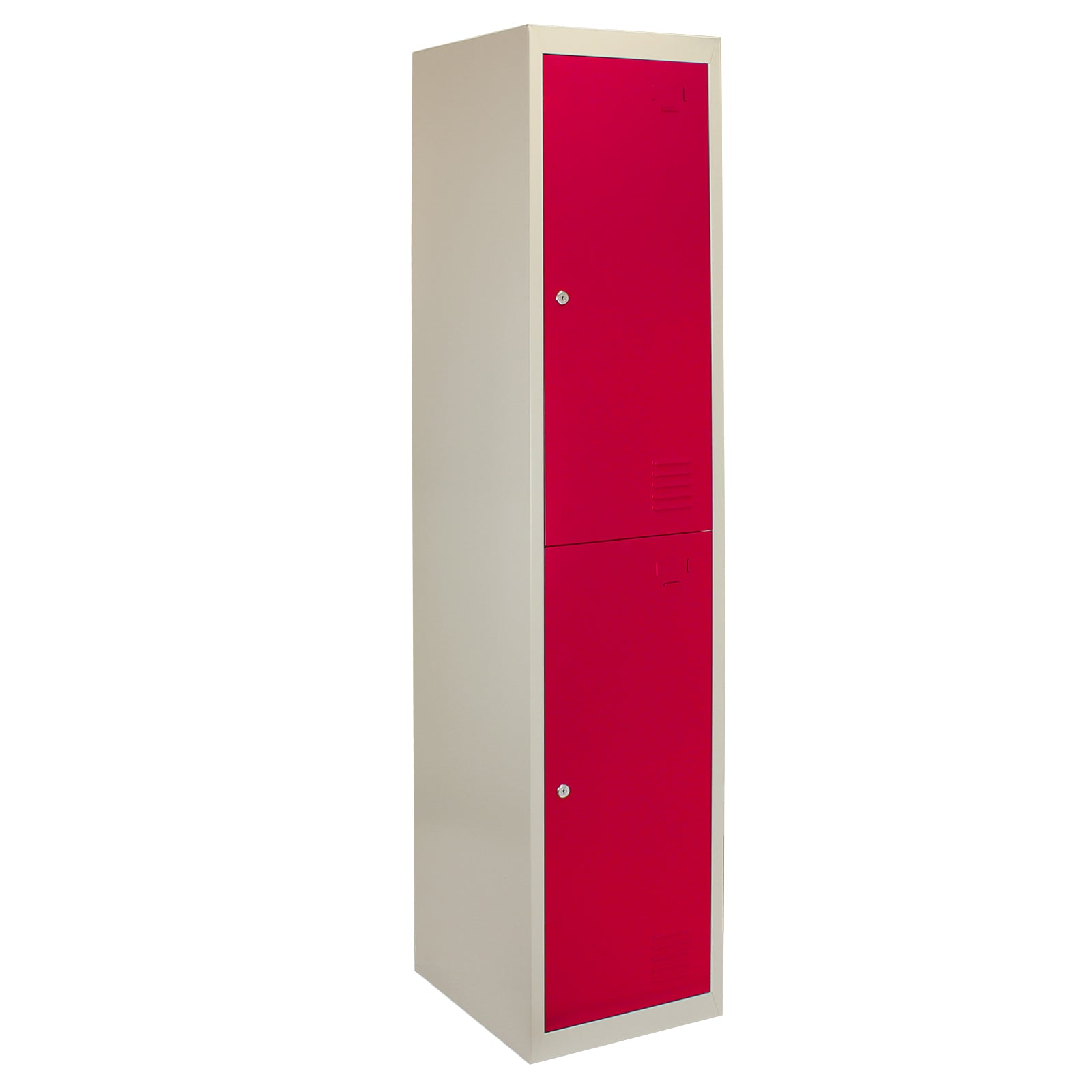 Q-Rax Armadietto Acciaio 180cm 2 Porte Rosse 3 Pezzi con Chiave