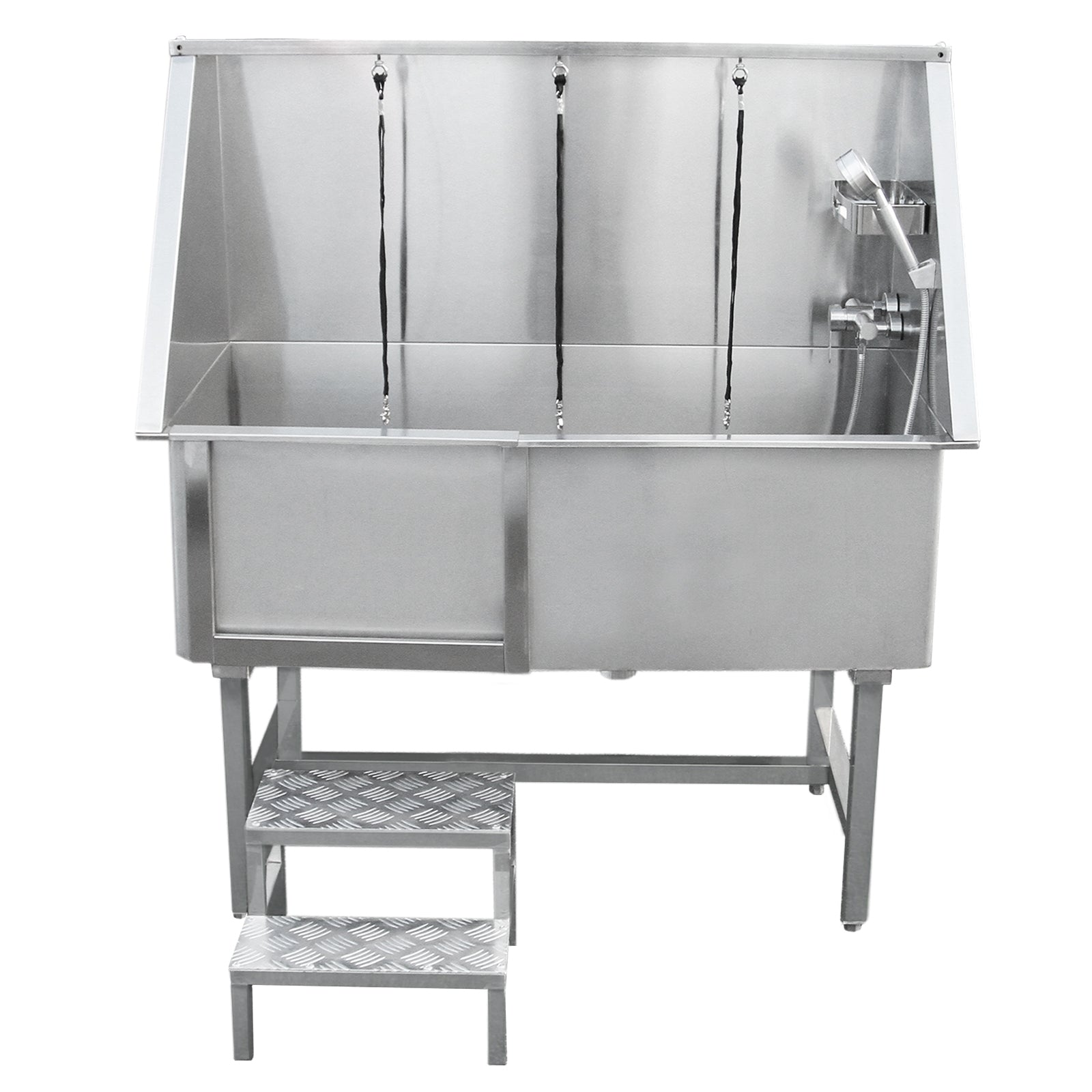 Q-Rax Vasca toelettatura inox 600 mm con rubinetto e gradini