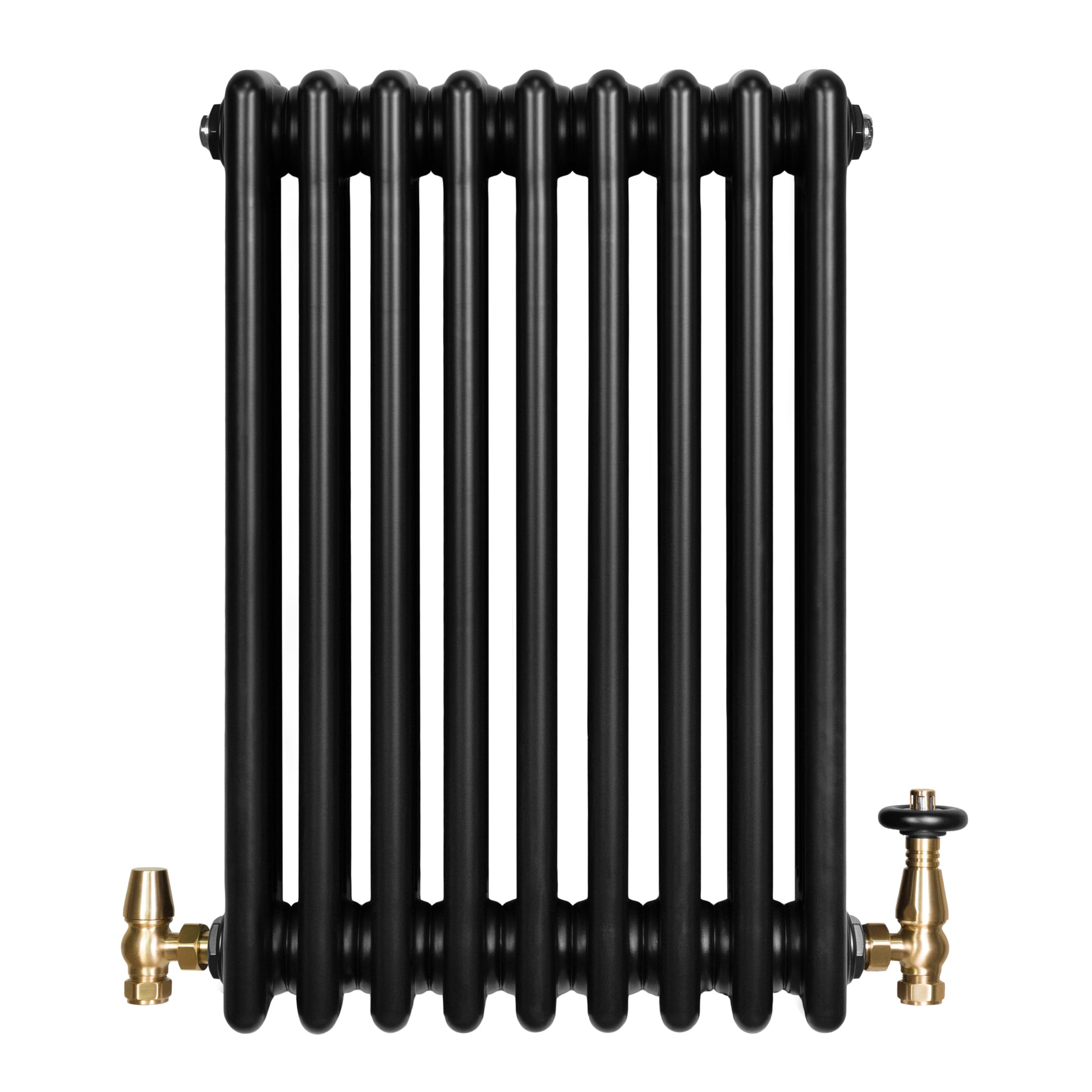 Q-Rax Tradizionale 600x425 mm Termosifone 4 Colonne Nero Valvole