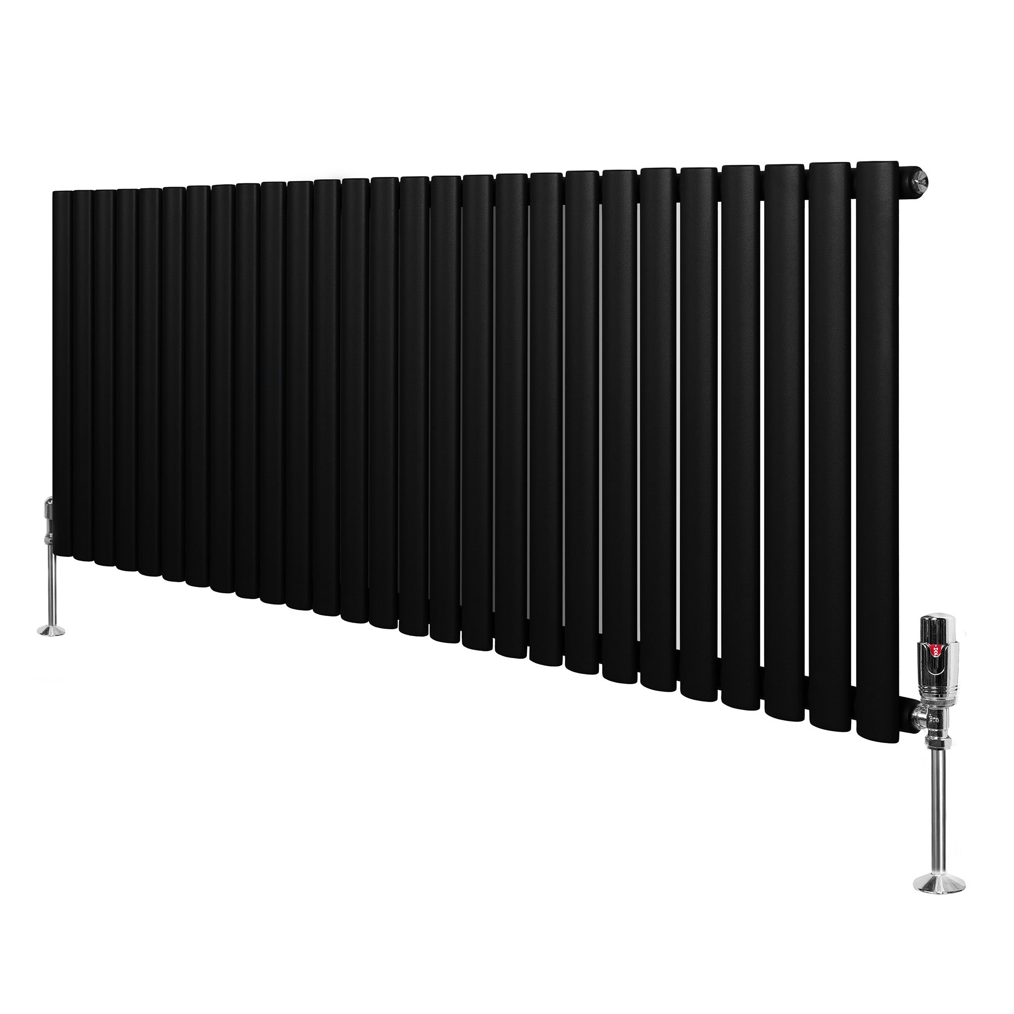 Q-Rax Radiatori Tradizionali Ovale 600x1620 radiatore nero con valvole
