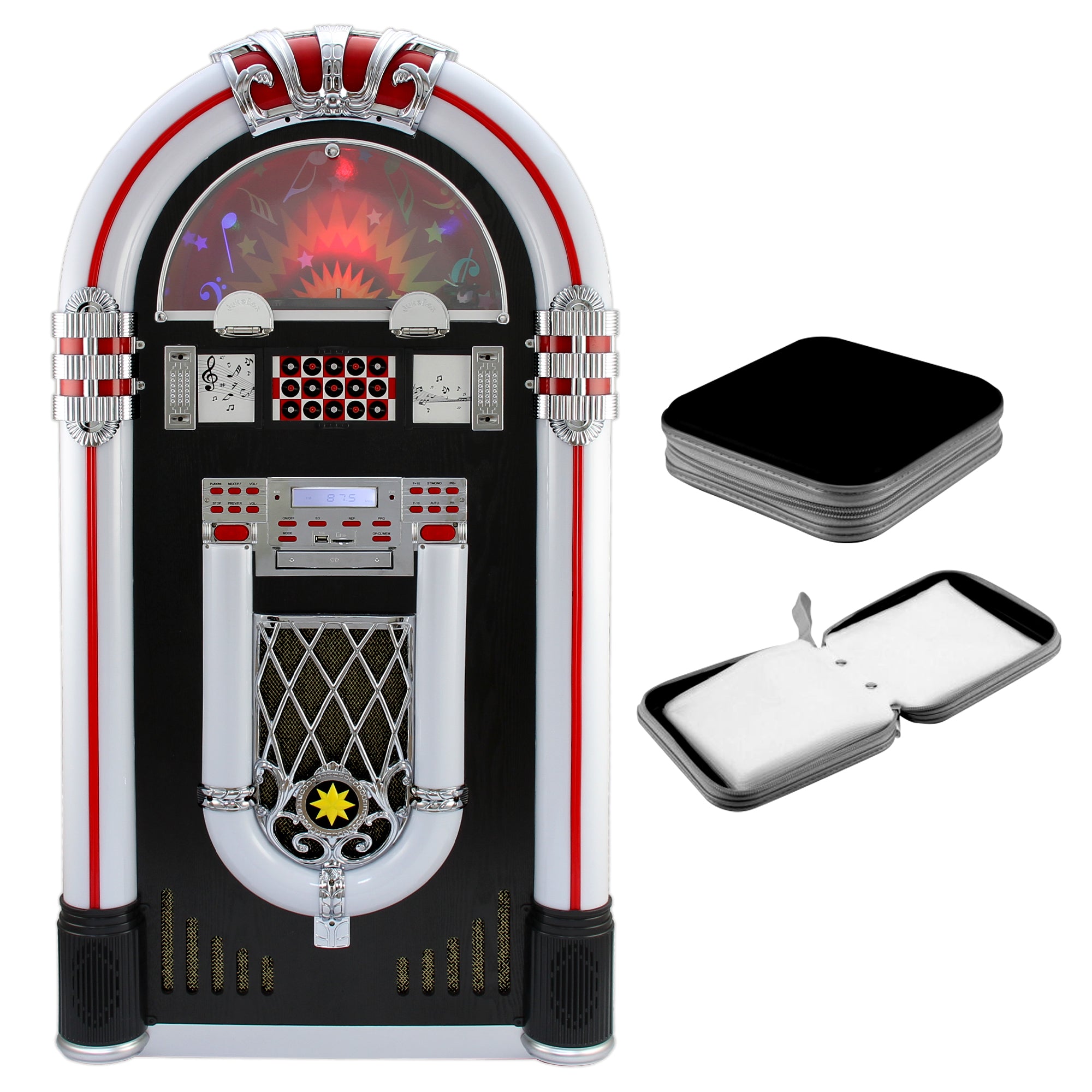 Q-Rax Jukebox Vinile e CD Bluetooth Legno Nero LED Porta CD 40