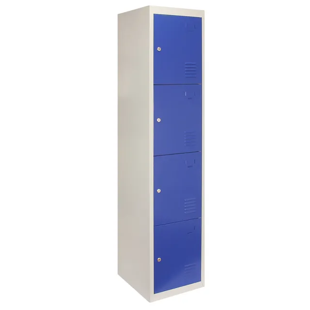 Q-Rax Armadietto 4 Porte Blu Acciaio 180x38x45 cm con Chiavi