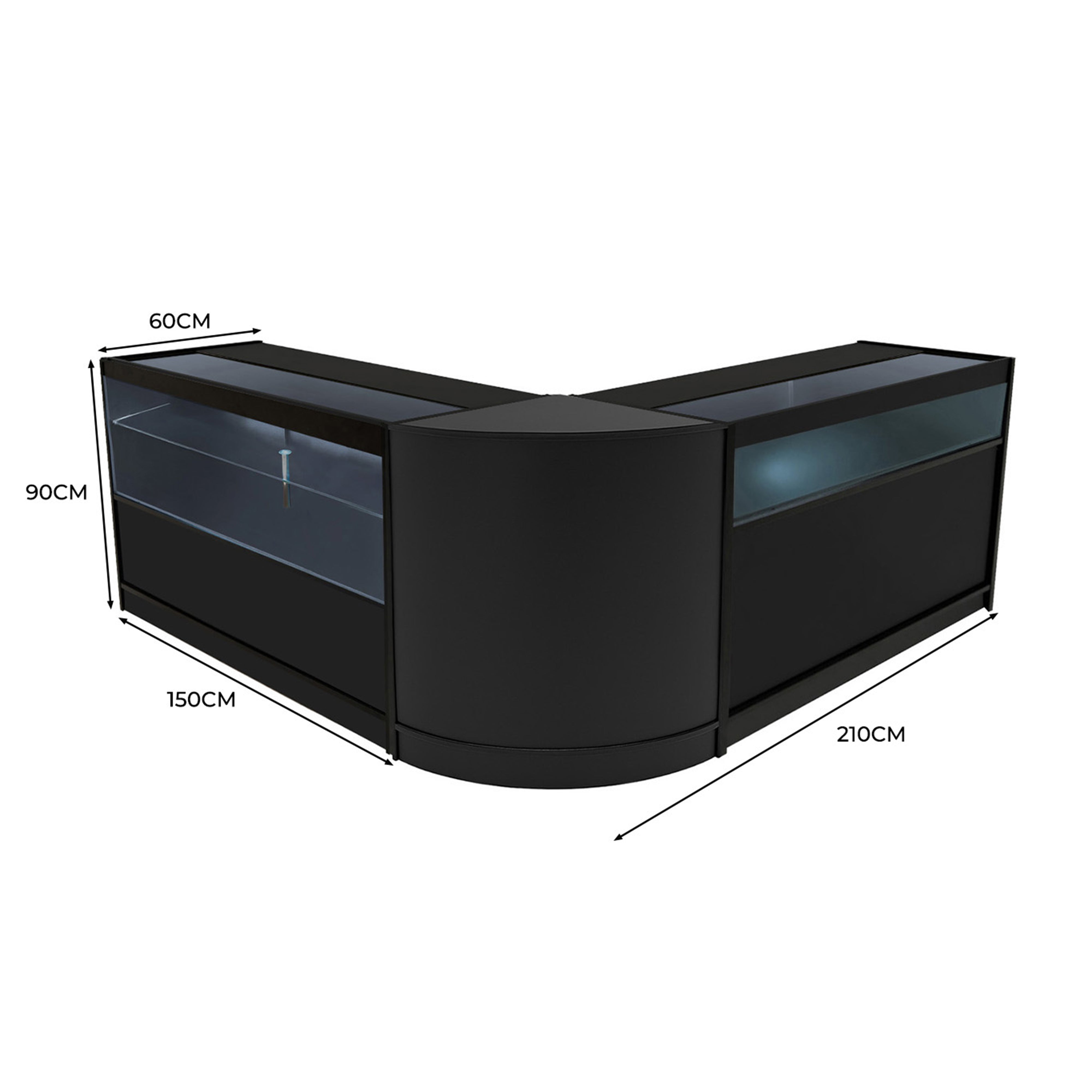 Q-Rax Adonis Set 3 Banconi Negozio LED Nero B1500 C1500