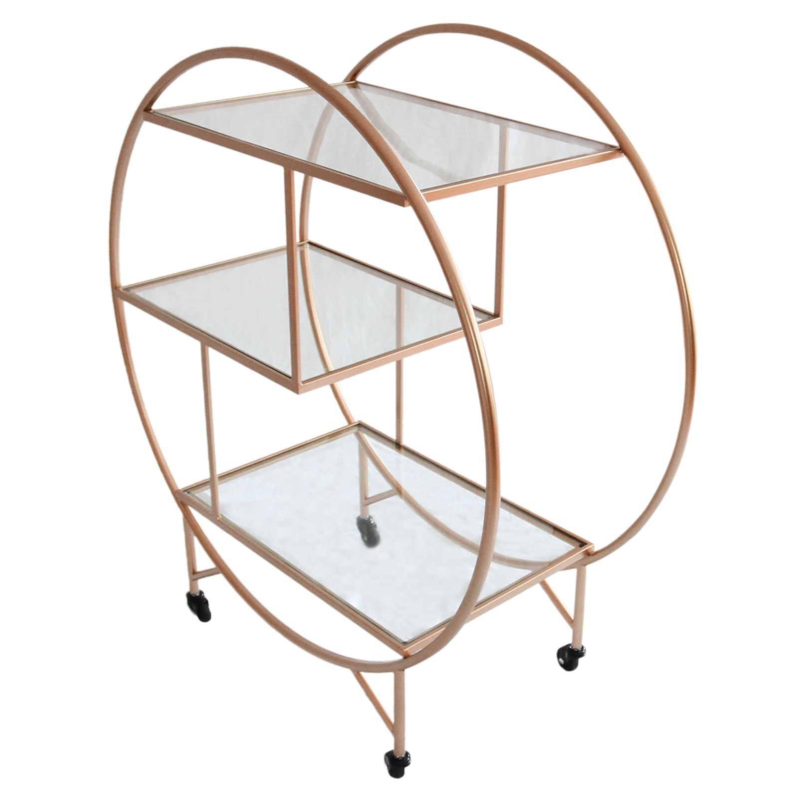 Q-Rax Carrello Bar Cocktail Grande Oro Rosato 3 Ripiani