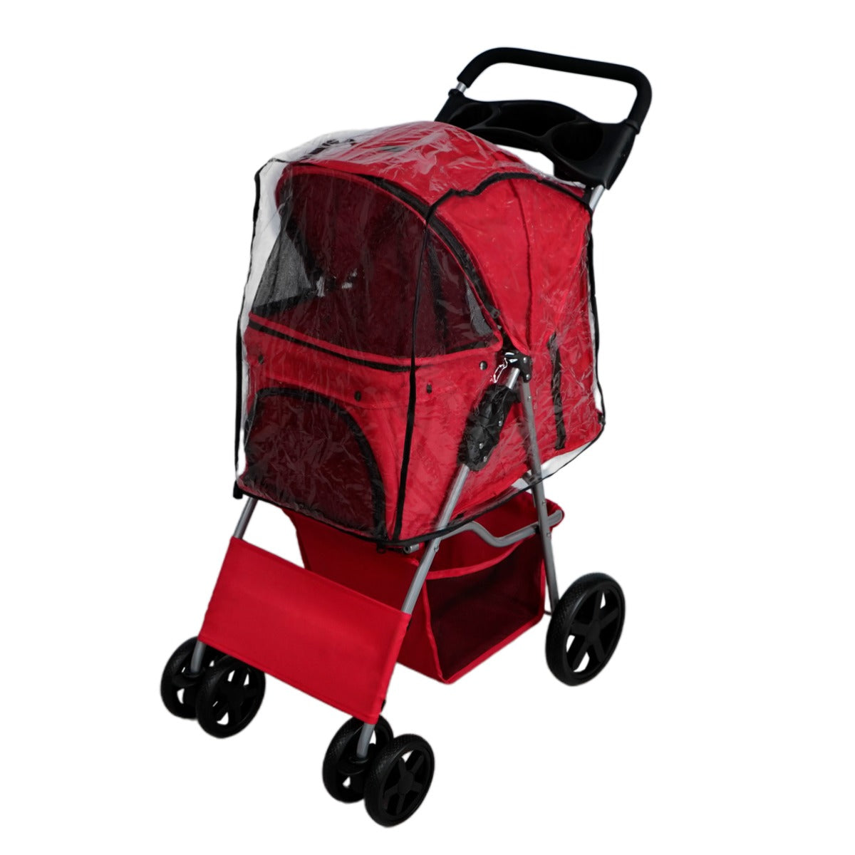 Q-Rax Passeggino Animali Domestici rosso con parapioggia 15 kg