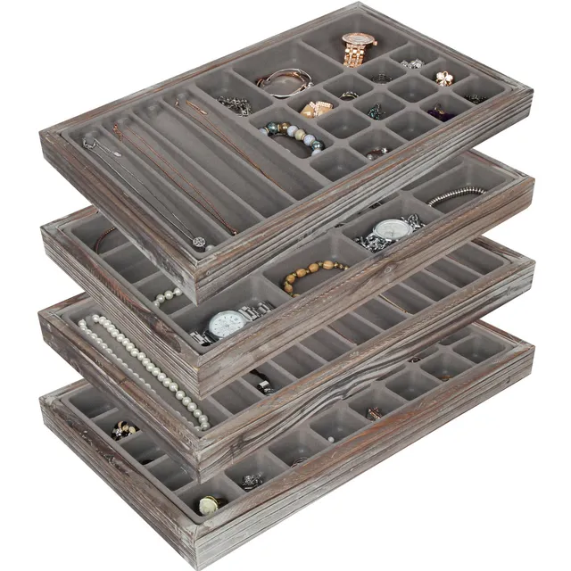 Jackcube Design Makeup & Jewelry Set 4 Vassoi Portagioielli Legno