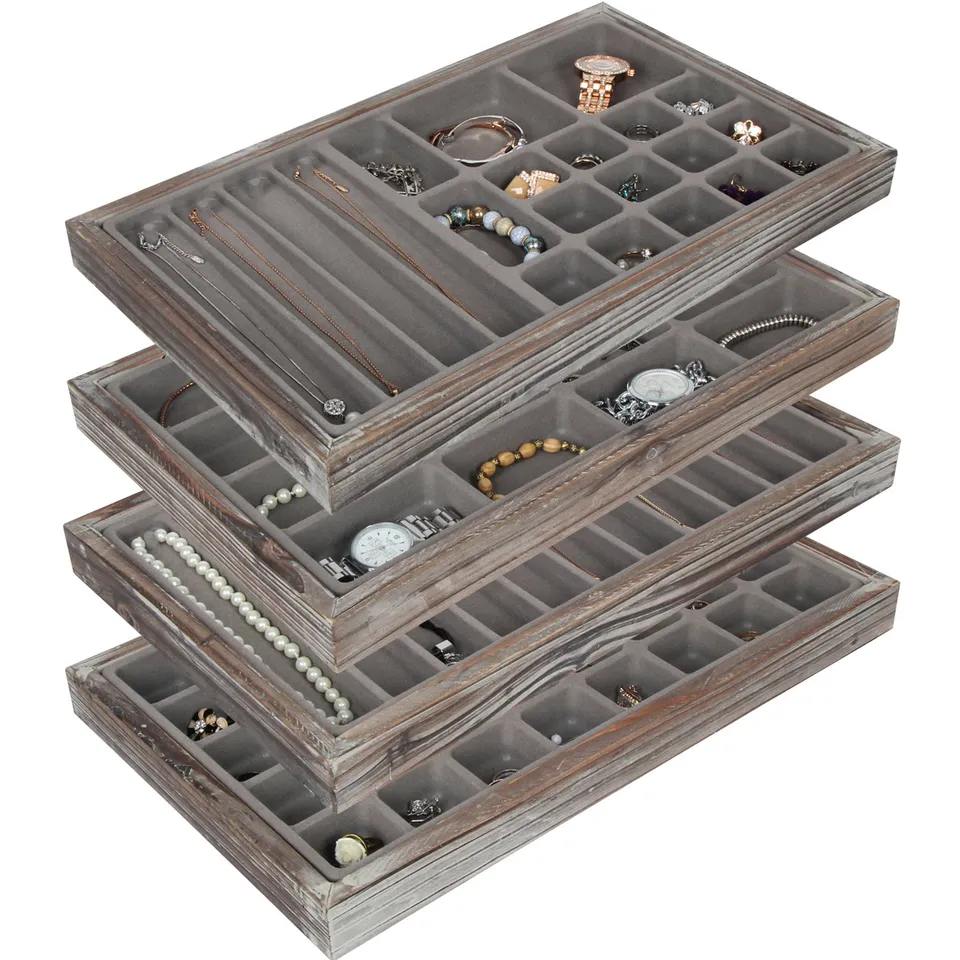 Jackcube Design Makeup & Jewelry Set 4 Vassoi Portagioielli Legno
