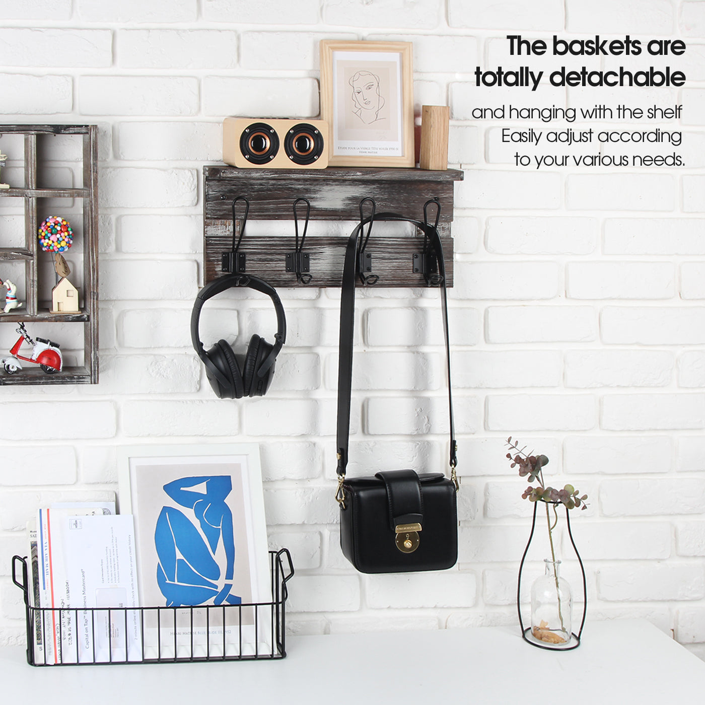 Jackcube Design Entryway Mensola Ingresso 4 Ganci Cesto