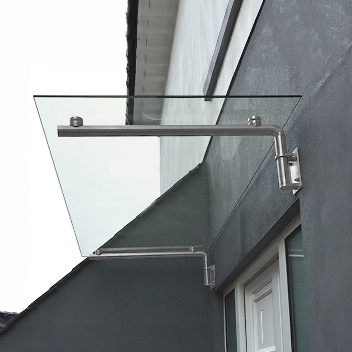 Q-Rax Deposito all'Aperto Pensilina Vetro 144x80 Staffe Inox Satinato