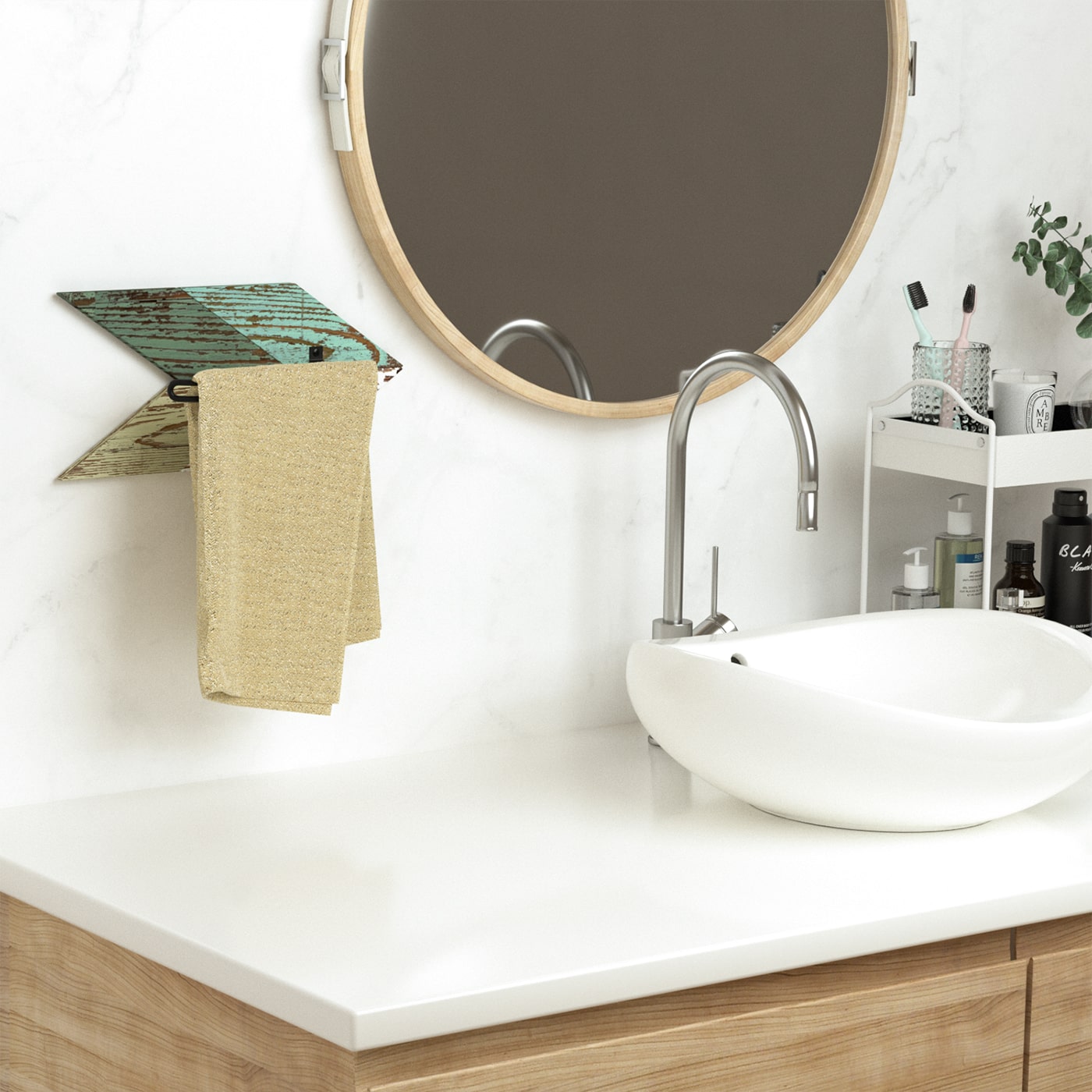 JackCube Design Bathroom Portacarta Igienica Freccia Legno 3 Pezzi