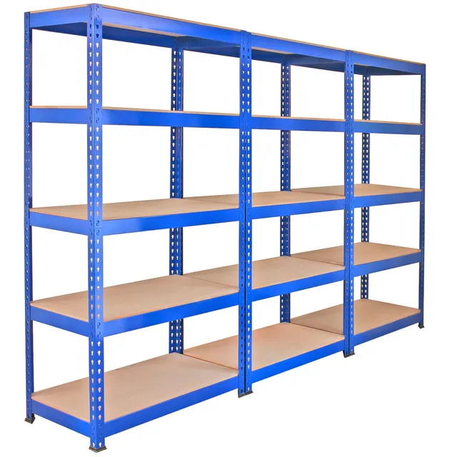 Q-Rax Scaffale Garage Incastro Blu 90x50cm 3 Pezzi 200kg