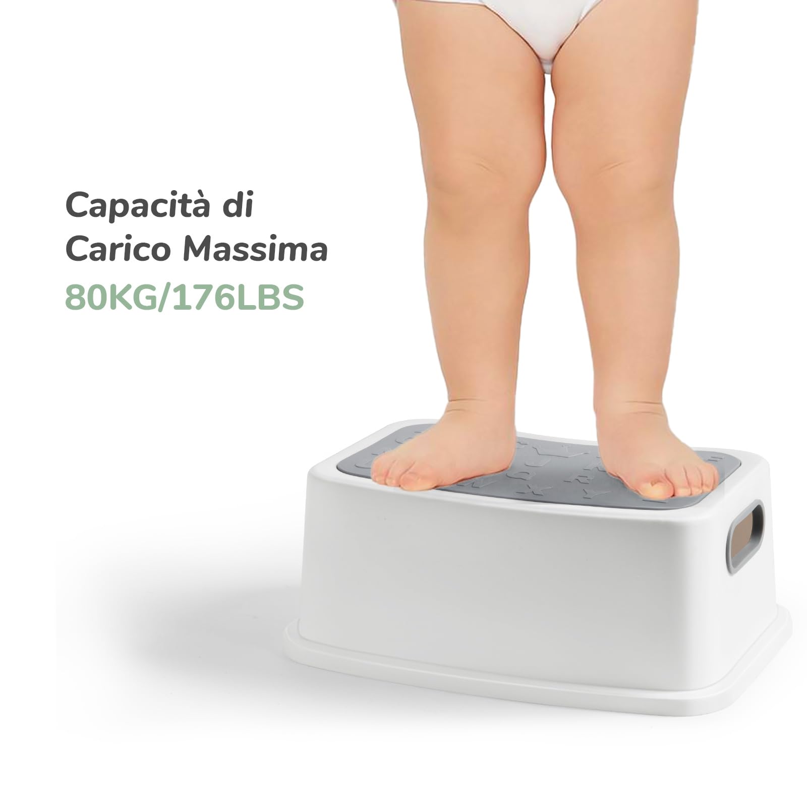 DEANIC Sgabelli e Scalette da Bagno 2 Gradini Grigio Antiscivolo