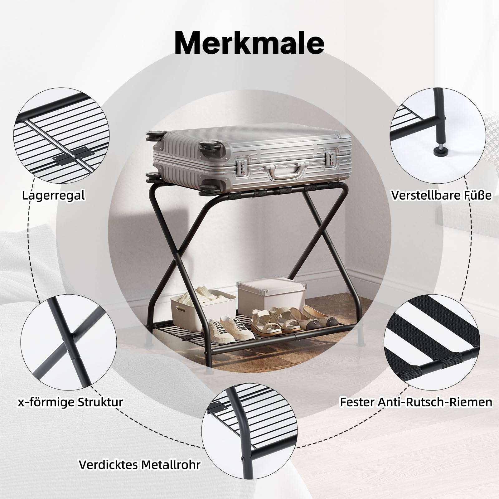 Meltrck Portapacchi Pieghevole metallo nero 64x44x55 cm 55 kg
