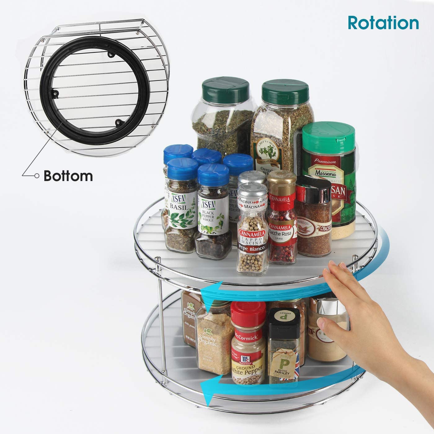 Jackcube Design Kitchen Portaspezie Girevole 2 Ripiani Acciaio