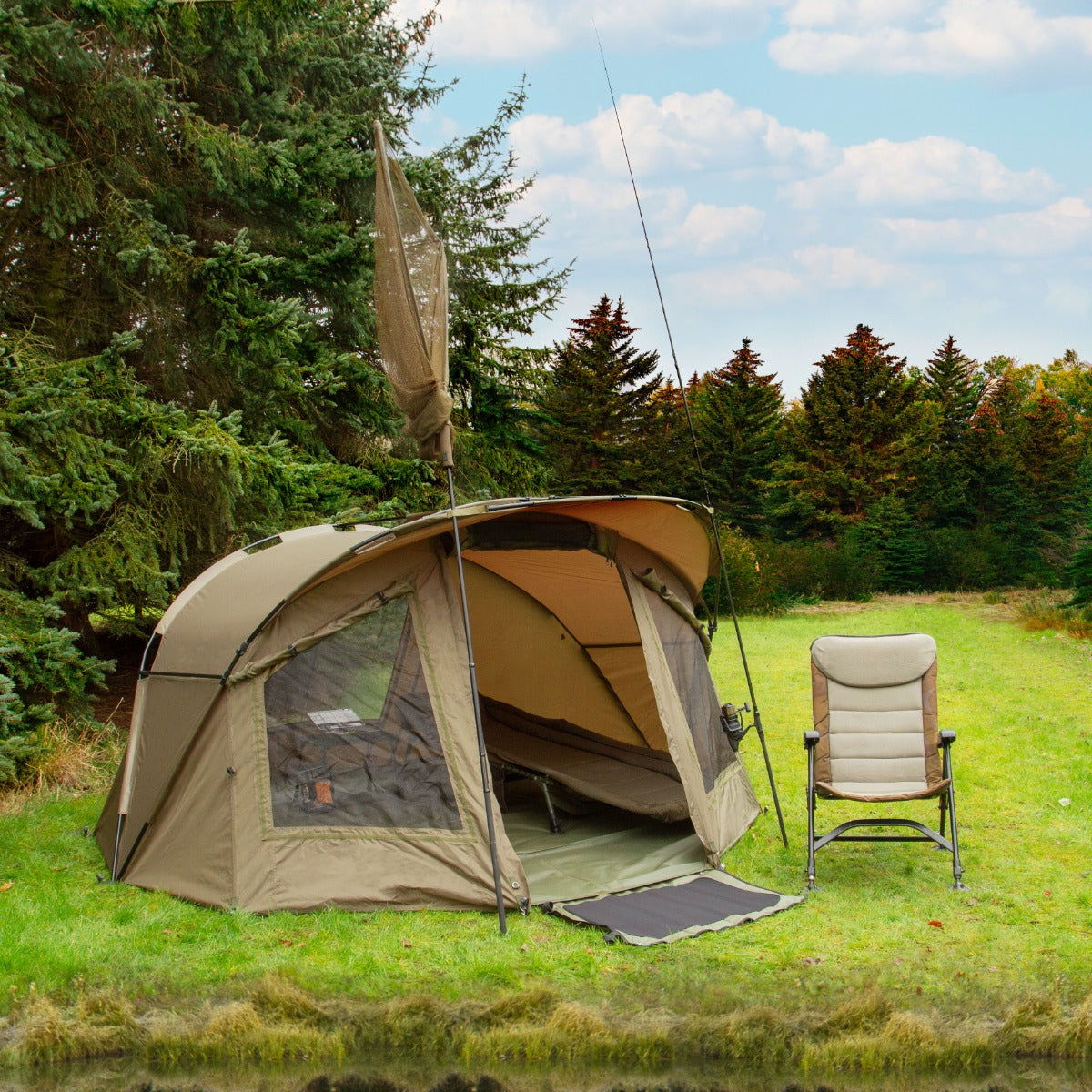 Q-Rax Bivvy 3x3 m tenda pesca 2 persone con involucro