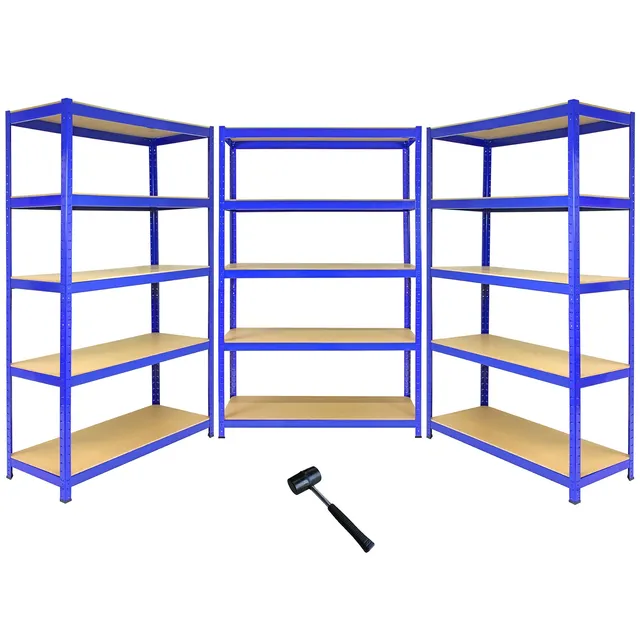 Q-Rax T-Rax Scaffale Acciaio Blu 120cm Set 3 Pezzi 5 Ripiani