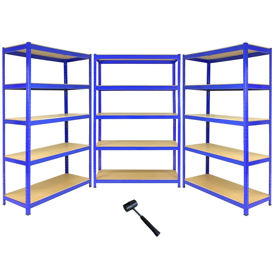 Q-Rax T-Rax Scaffale Acciaio Blu 120cm Set 3 Pezzi 5 Ripiani