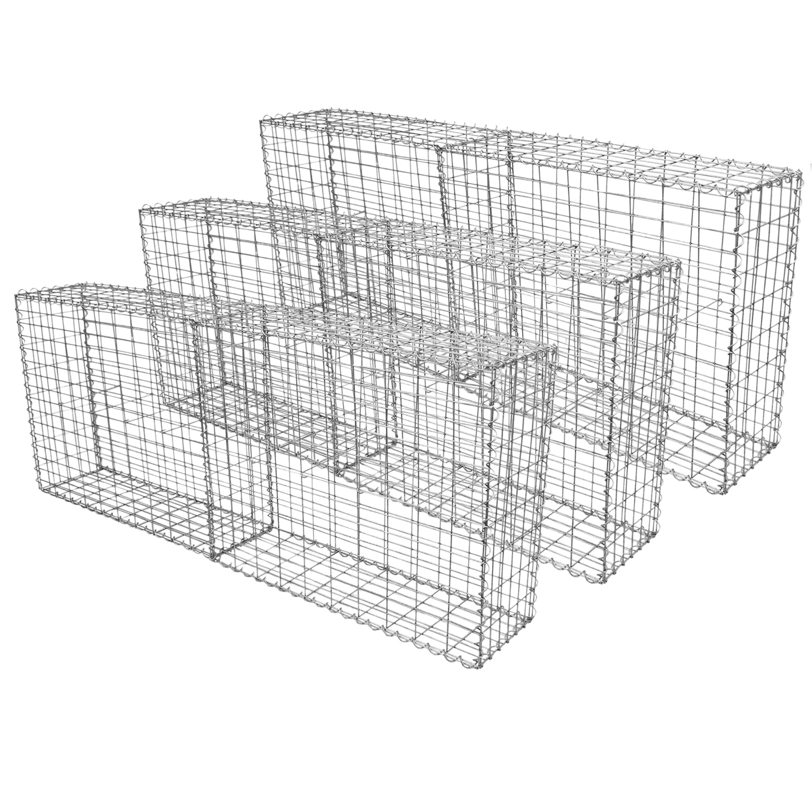 Q-Rax Gabbioni Sassi Legna 100x80x30cm Acciaio Zincato 6 Pezzi