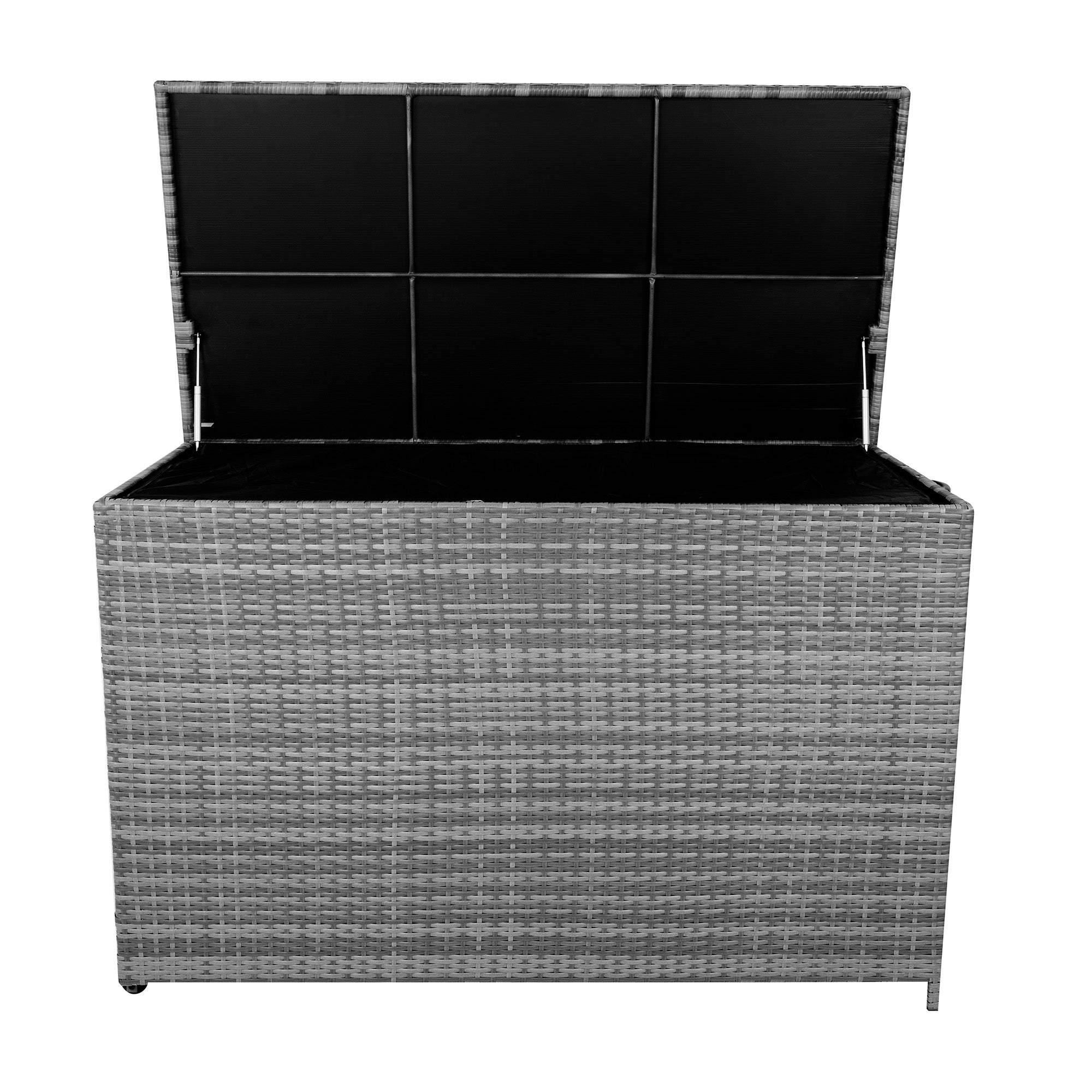 Q-Rax Mobili da Esterno Box 996L Baule Rattan Grigio con Ruote