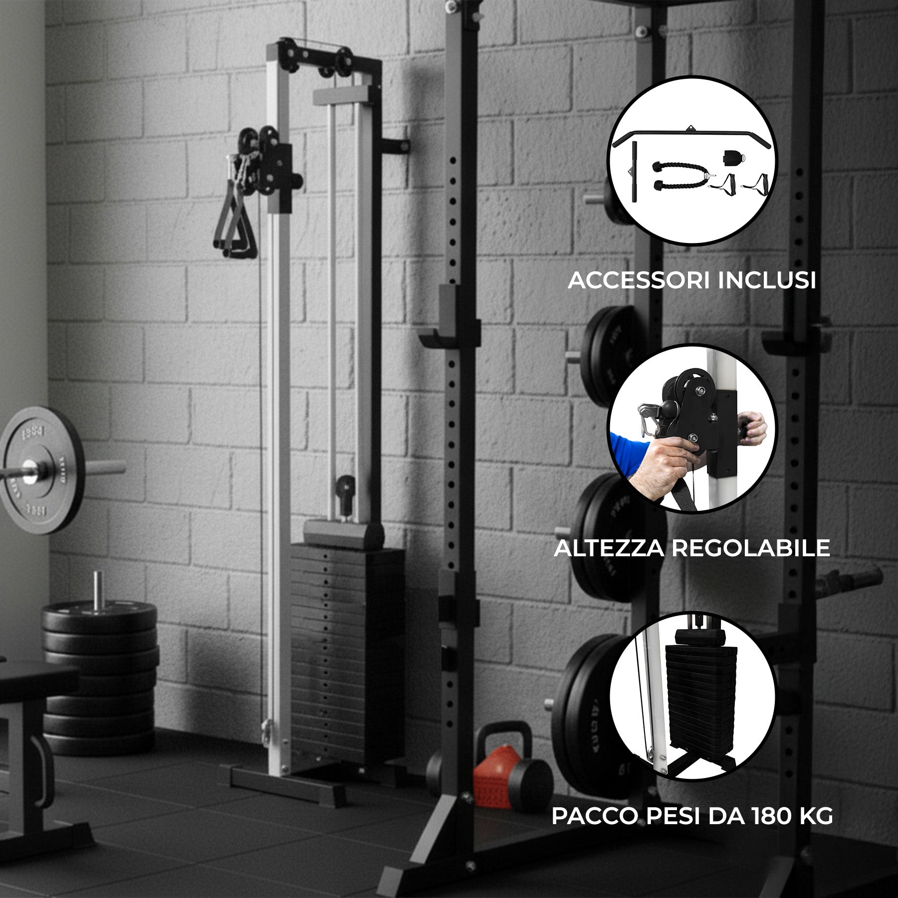 Q-Rax Allenamento Fisico Stazione Cavi Parete 80kg Multifunzione
