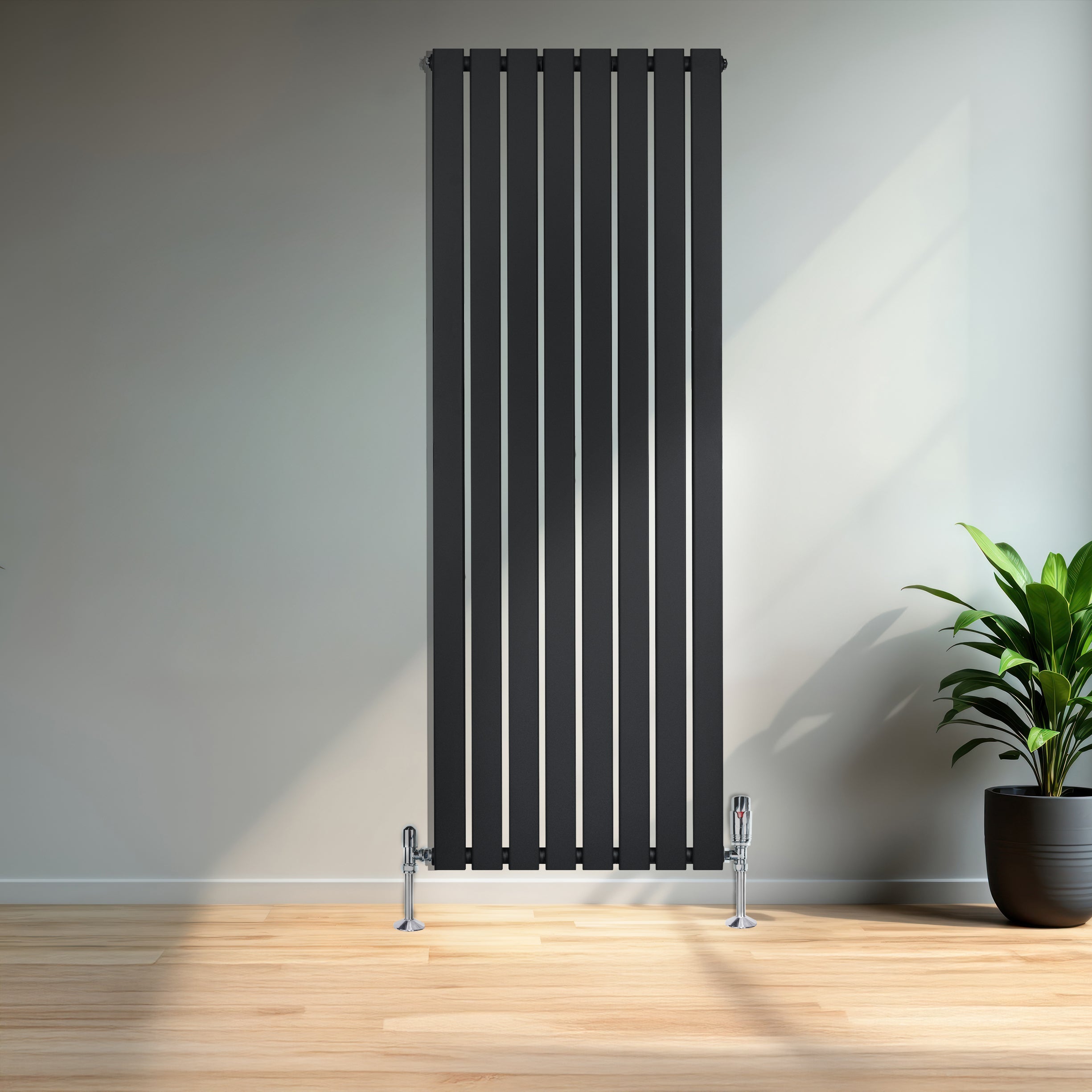 Q-Rax Radiatori a Pannelli Piatti 1600x560 mm Nero con Valvole