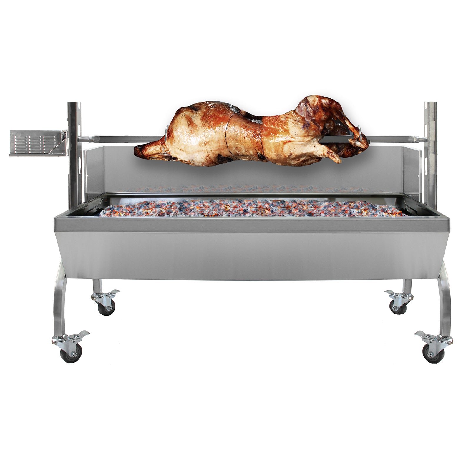 Q-Rax Girarrosto Barbecue 90 kg Spiedo Regolabile Inox