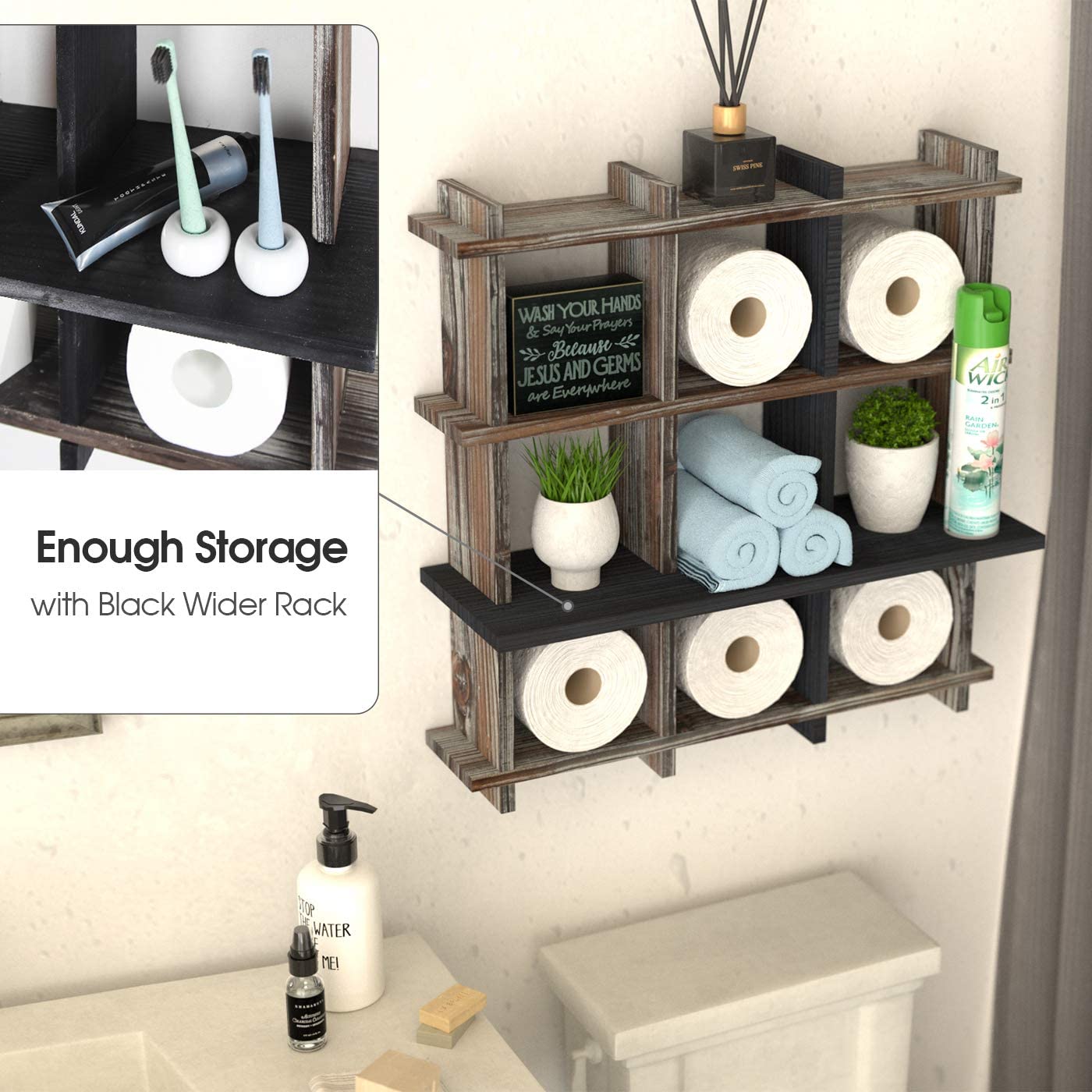 Jackcube Design Bathroom Mensola Bagno Legno 9 Scomparti