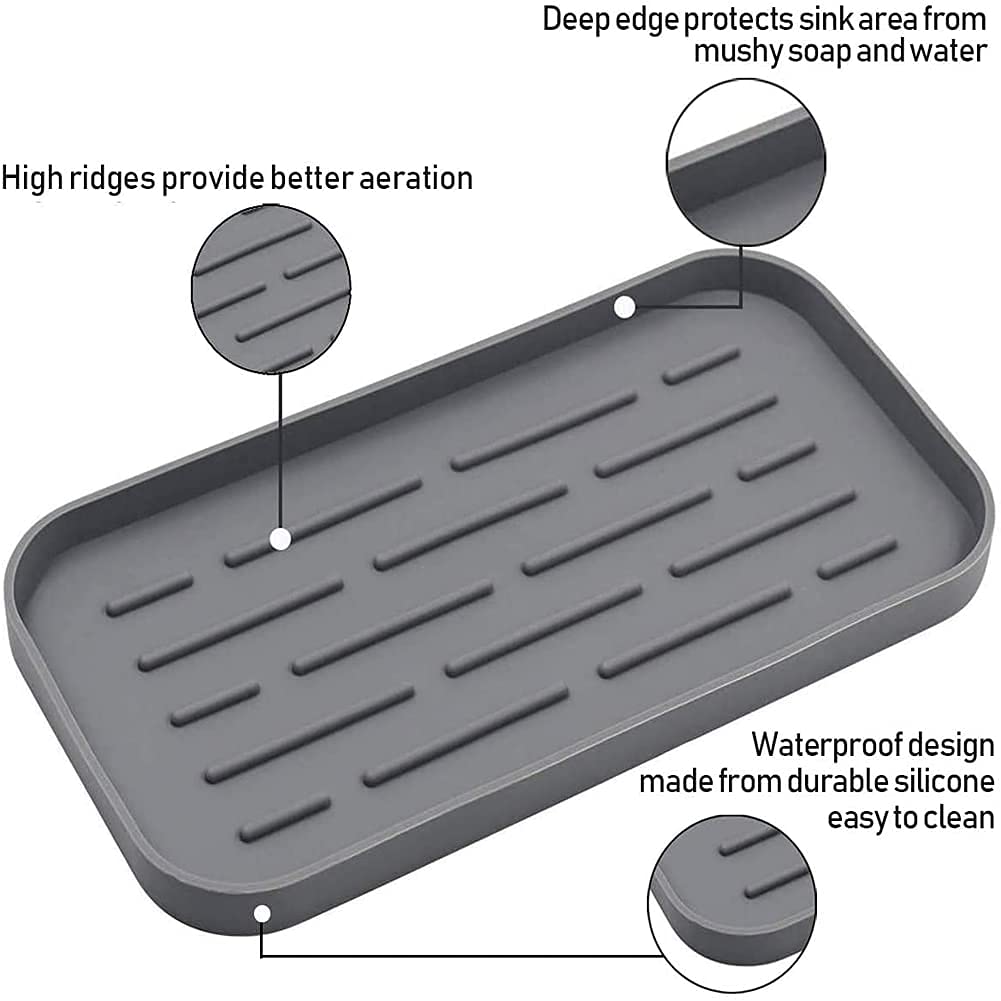 HGYZE Porta Spugna e Scolapiatti Tappetino Silicone Grigio 25,5