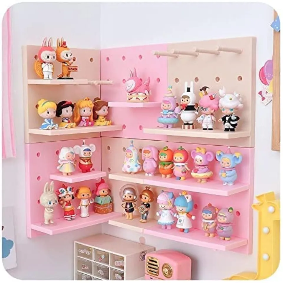 HGYZE Pioli per Pareti con Ripiani e Ganci Scaffale Rosa 4 Pezzi 22 cm