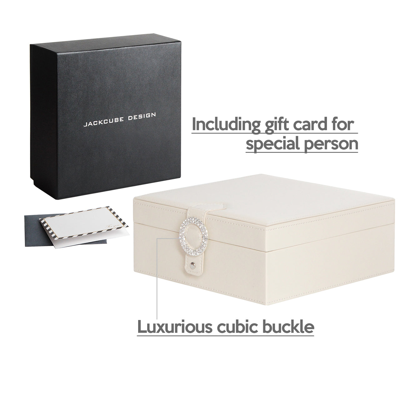 Jackcube Design Scatola Porta Orecchini Beige 50 Scomparti Specchio