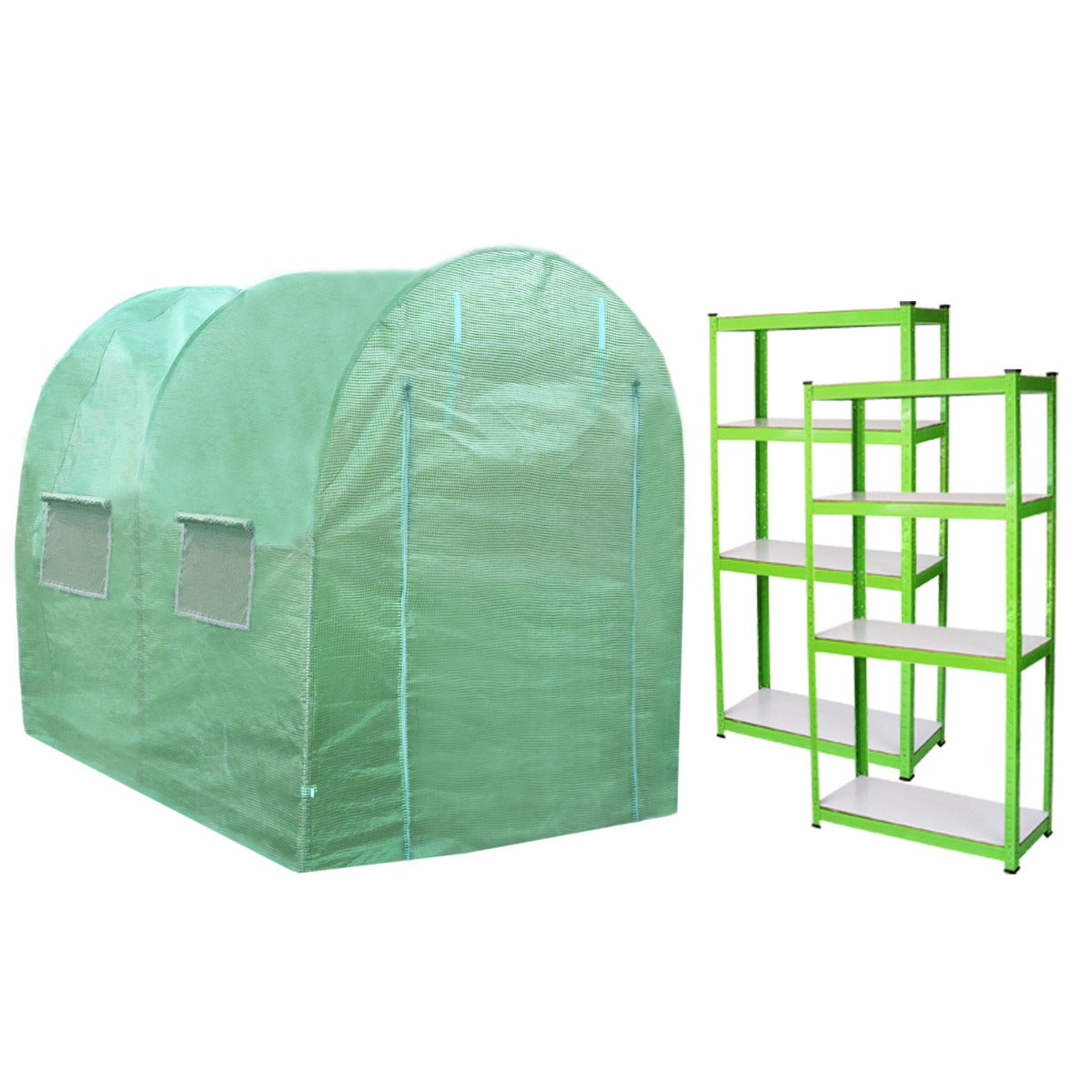 Q-Rax Serra Tunnel Giardino 4x2 m con Scaffali Protezione UV