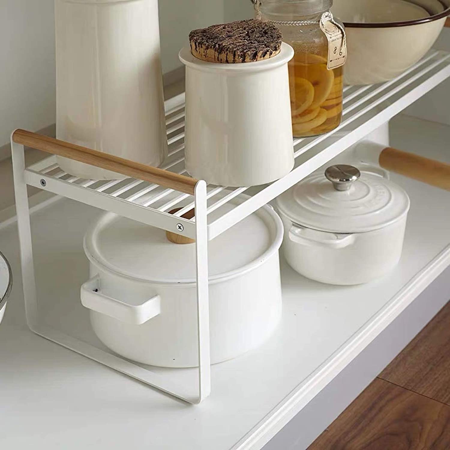 HGYZE Mensole Impilabili Cucina 35x21x20 cm bianco salvaspazio