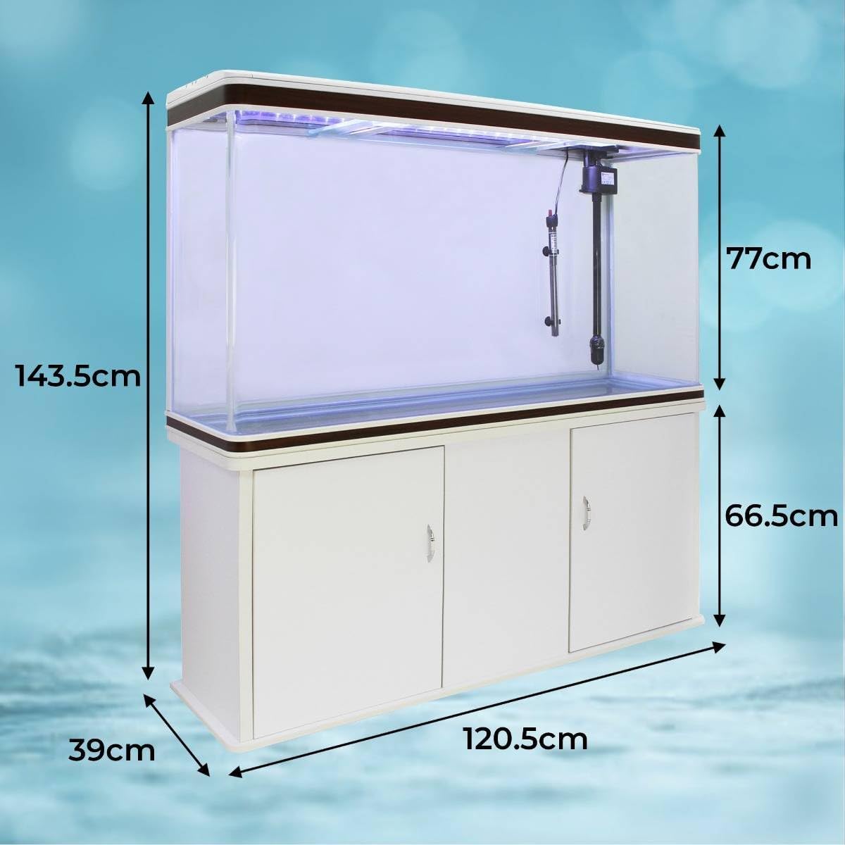 Q-Rax Acquario 300 Litri Bianco 120 cm con Mobile e Kit