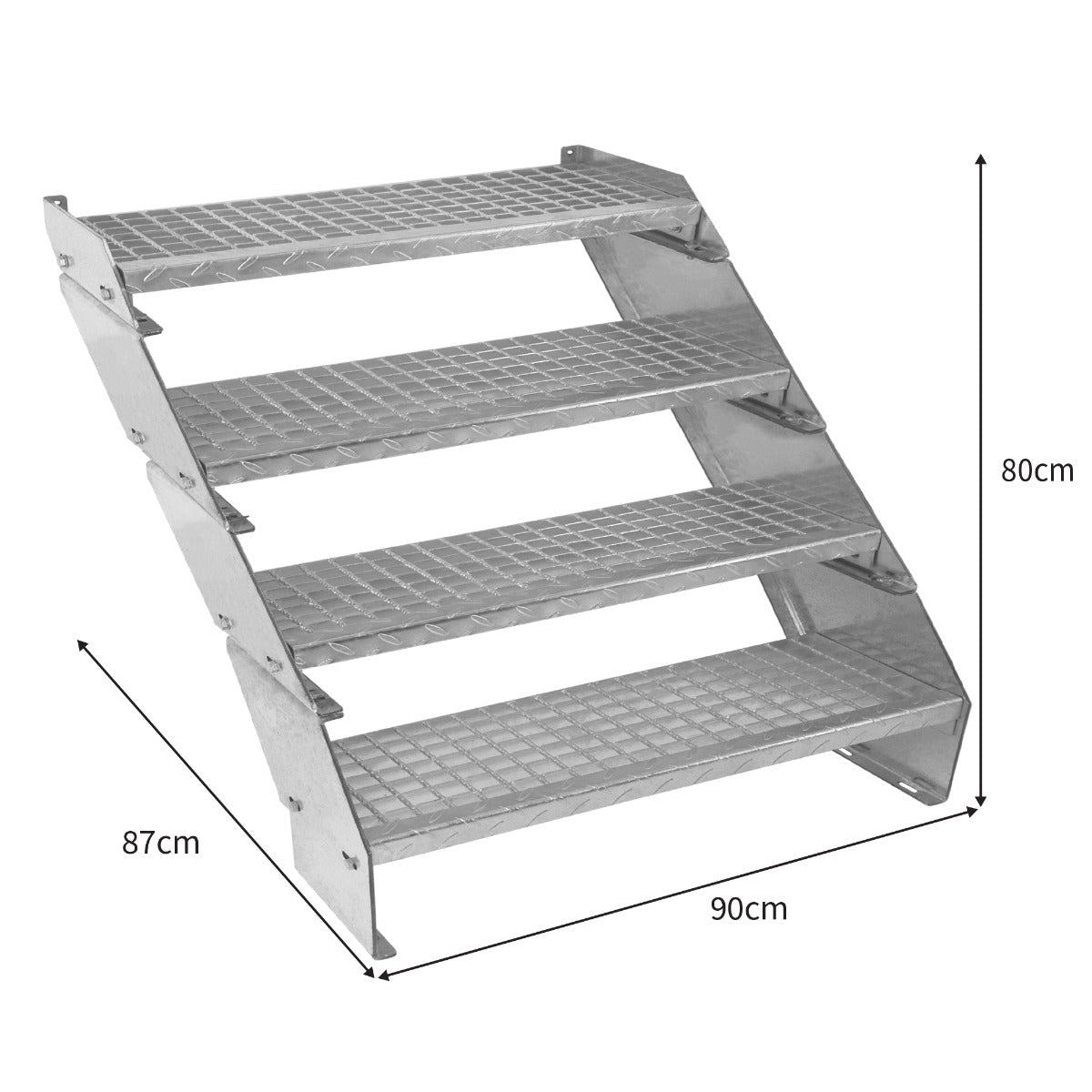 Q-Rax Scala Zincata 4 Gradini 900mm Componibile Acciaio