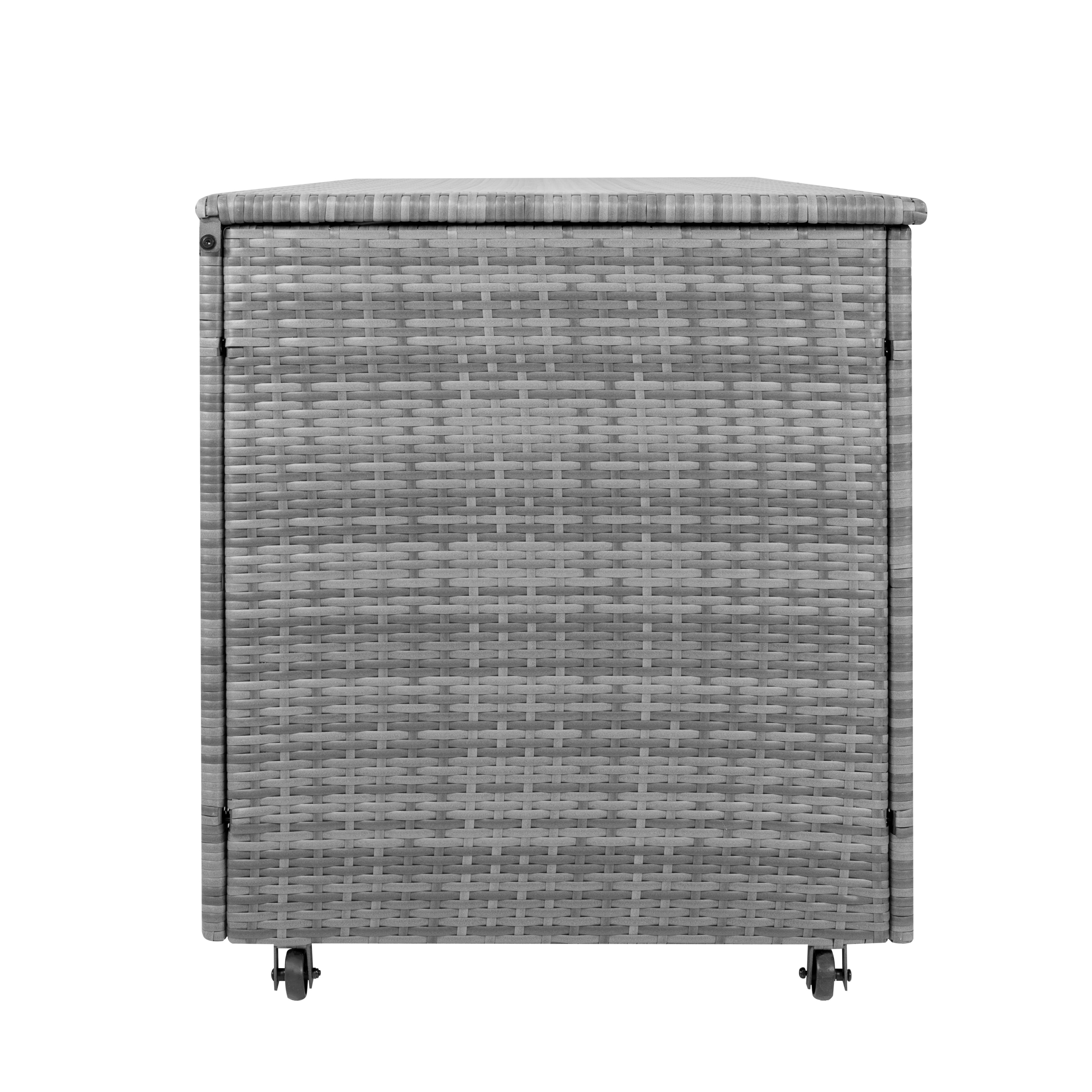 Q-Rax Mobili da Esterno Box Rattan 700L Grigio Cuscini con Ruote