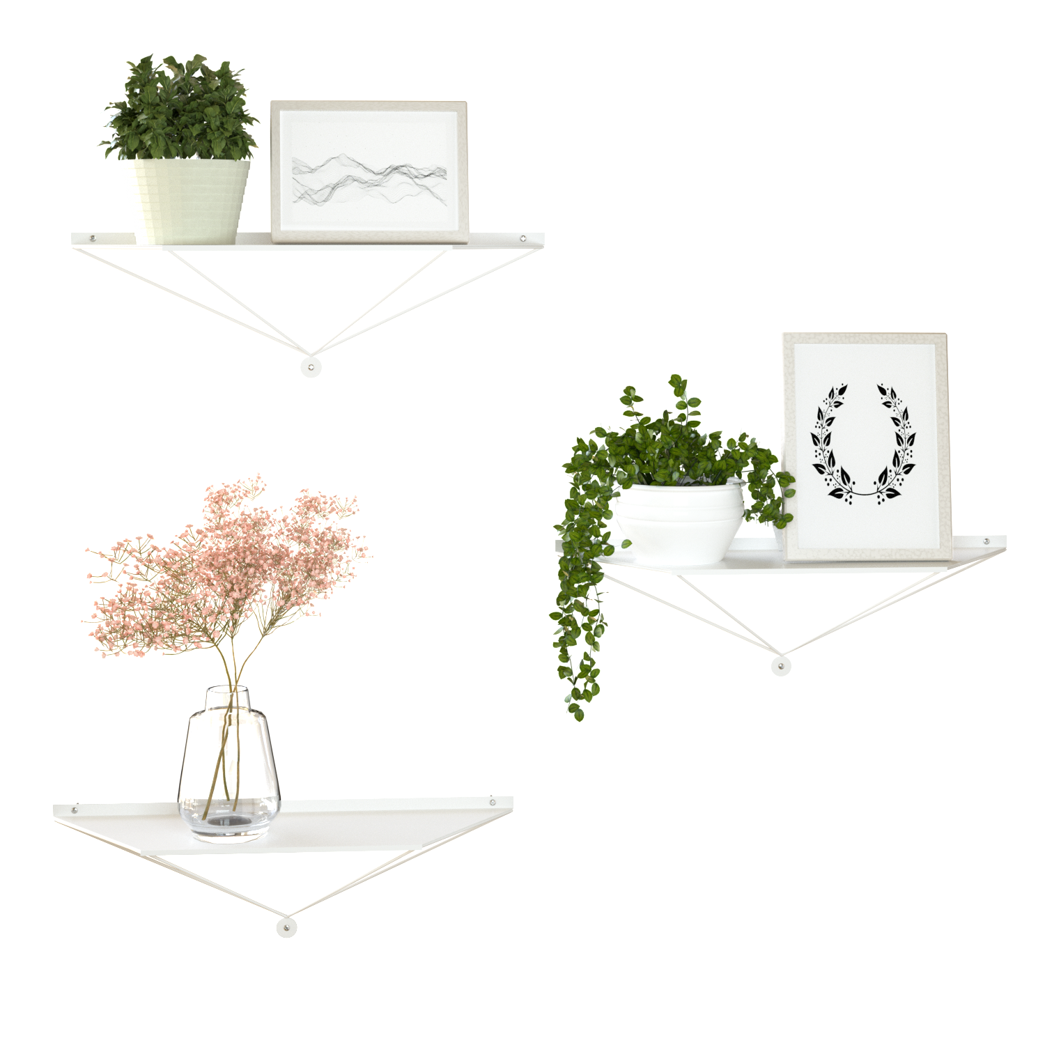 Jackcube Design Living Room Mensole Parete Metallo Bianche 3 Pezzi