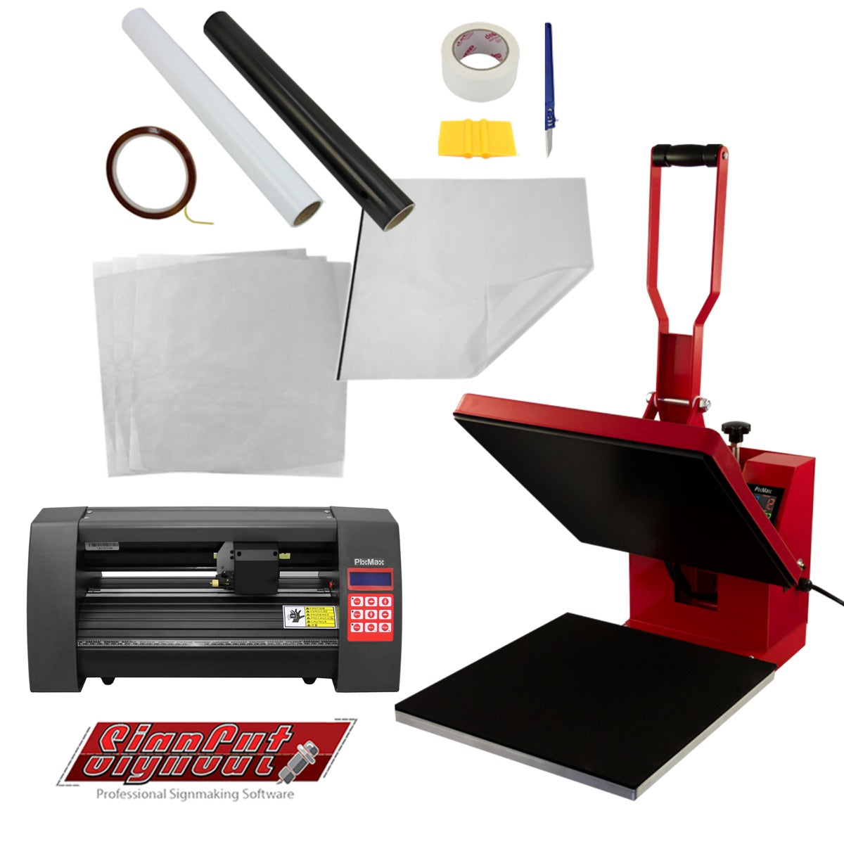 Q-Rax Commercio pressa a caldo rossa 38x38 plotter 36cm bundle