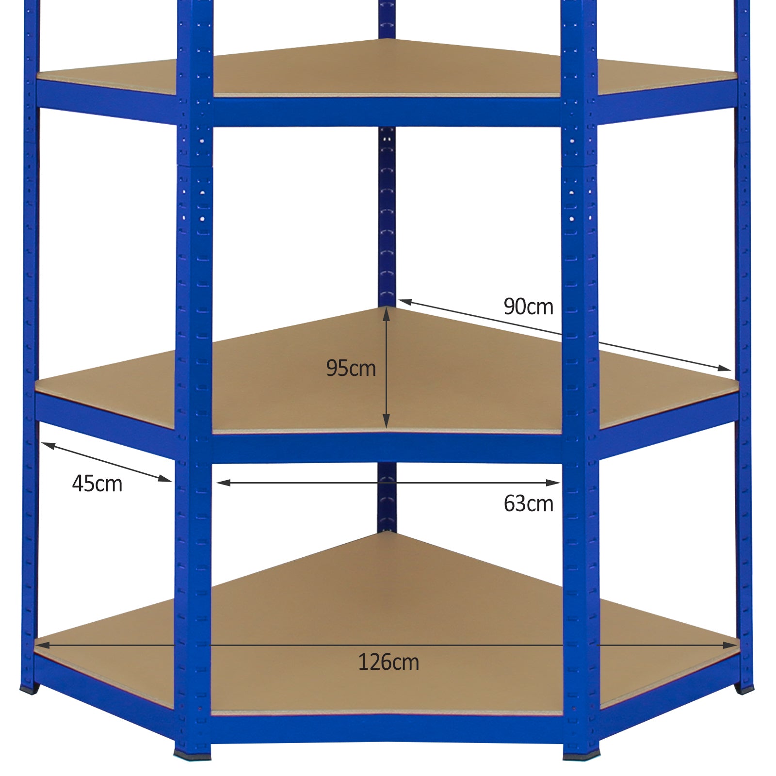 Q-Rax T-Rax 90cm Scaffale Angolare Blu 5 Ripiani