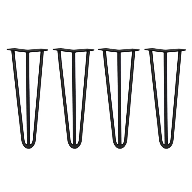 Q-Rax Gambe Tavolo Forcina Nere 35,5 cm 12 mm 4 Pezzi