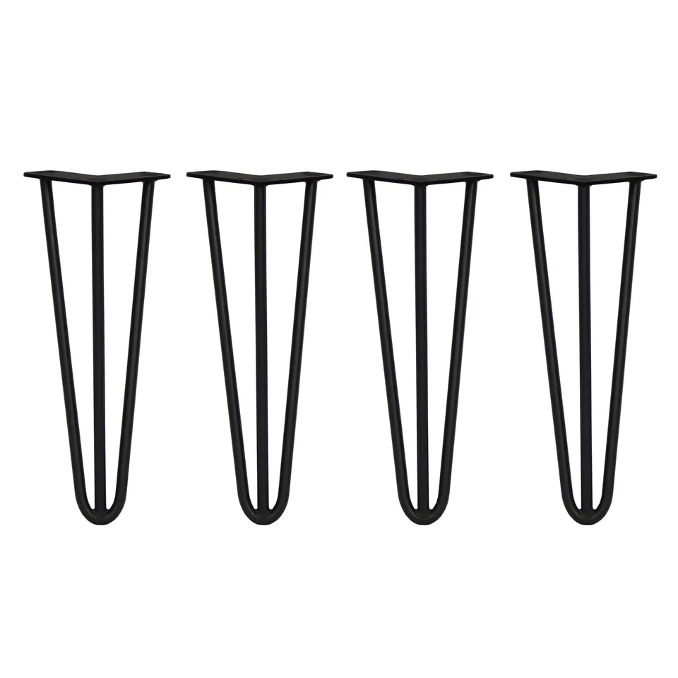 Q-Rax Gambe Tavolo Forcina Nere 35,5 cm 12 mm 4 Pezzi