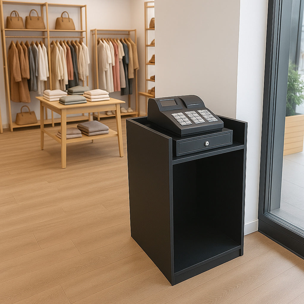 Q-Rax TB60 Bancone Cassa Negozio Nero 60x60x90 cm
