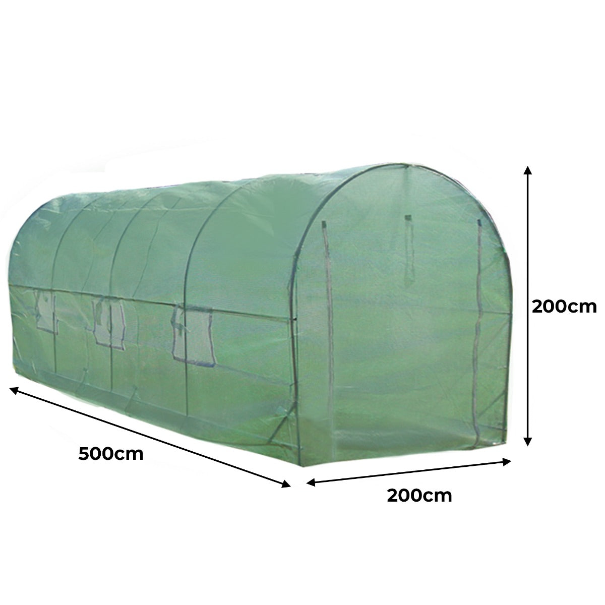 Q-Rax Serra Tunnel Giardino 5x2m 19mm con Scaffali Copertura PE