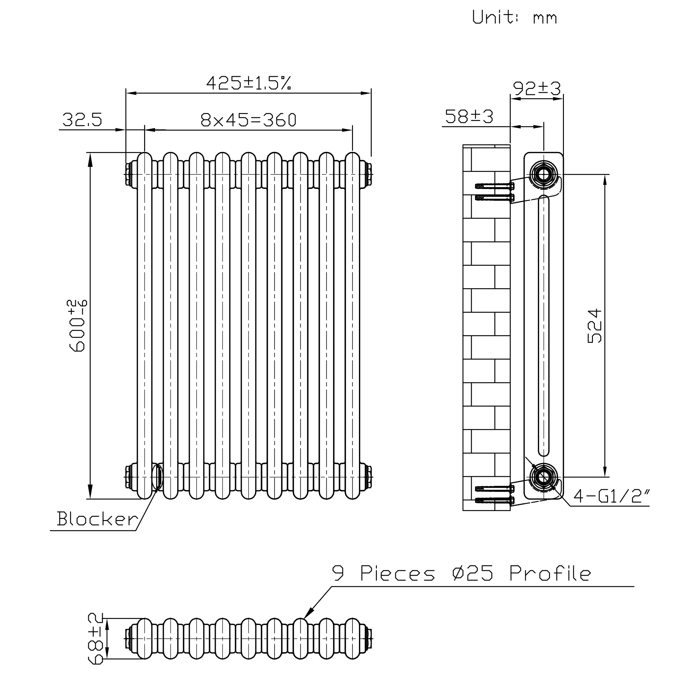 Q-Rax Radiatori Tradizionali 2 colonne 600x425 termosifone metallo grezzo
