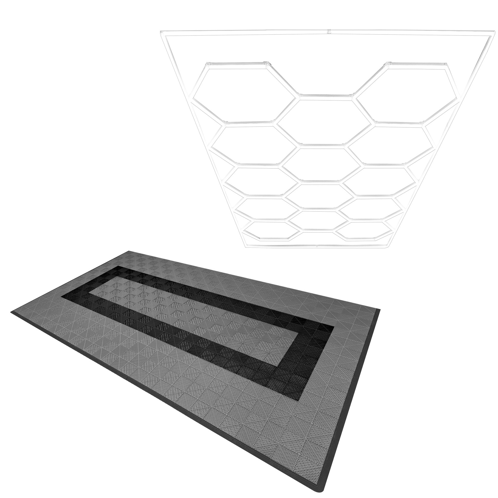 Q-Rax Piastrelle Pavimento Garage 120 Pezzi LED Esagonali 19mq