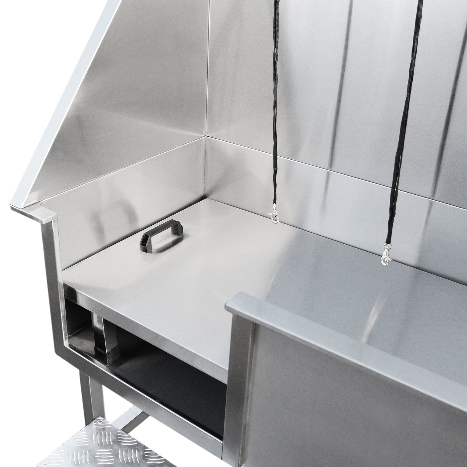 Q-Rax Vasca toelettatura inox 600 mm con rubinetto e gradini